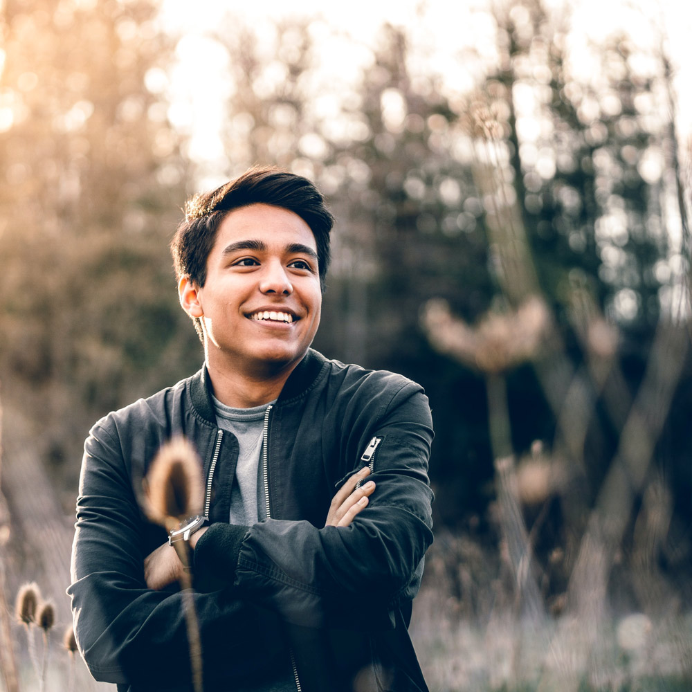 Happy man in a field