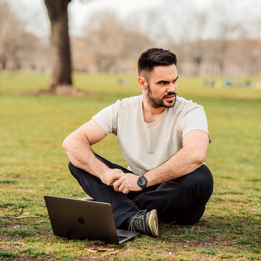 Man in online coaching session